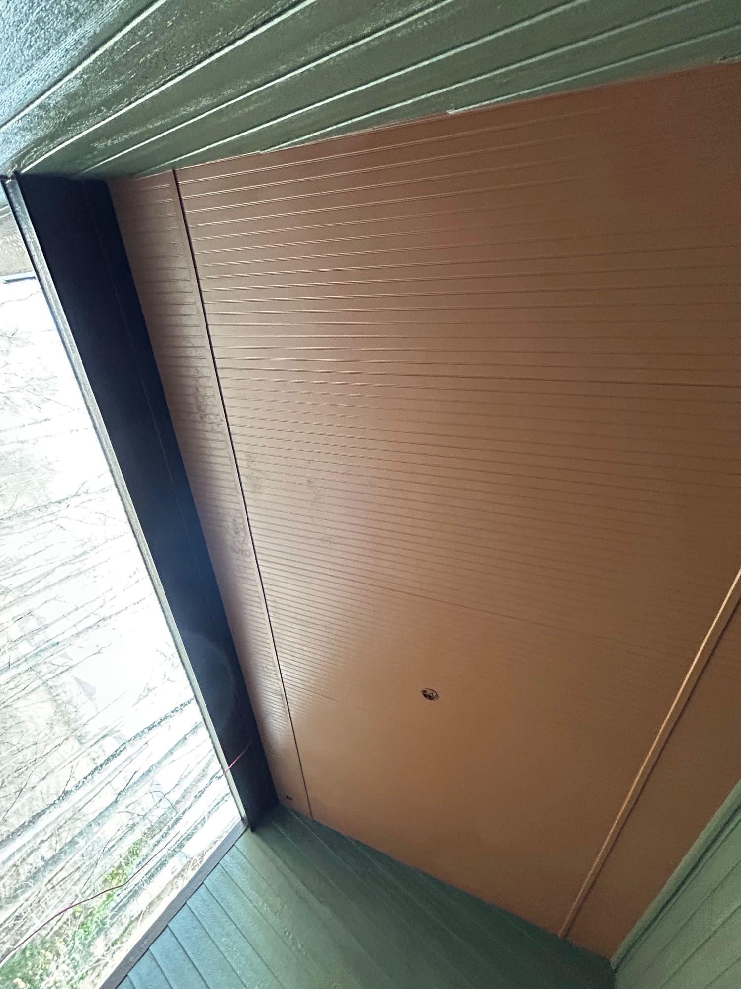 Close-up of freshly painted exterior soffit and fascia